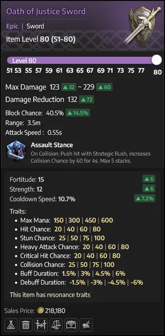 Oath of Justice Sword — Espada e Escudo